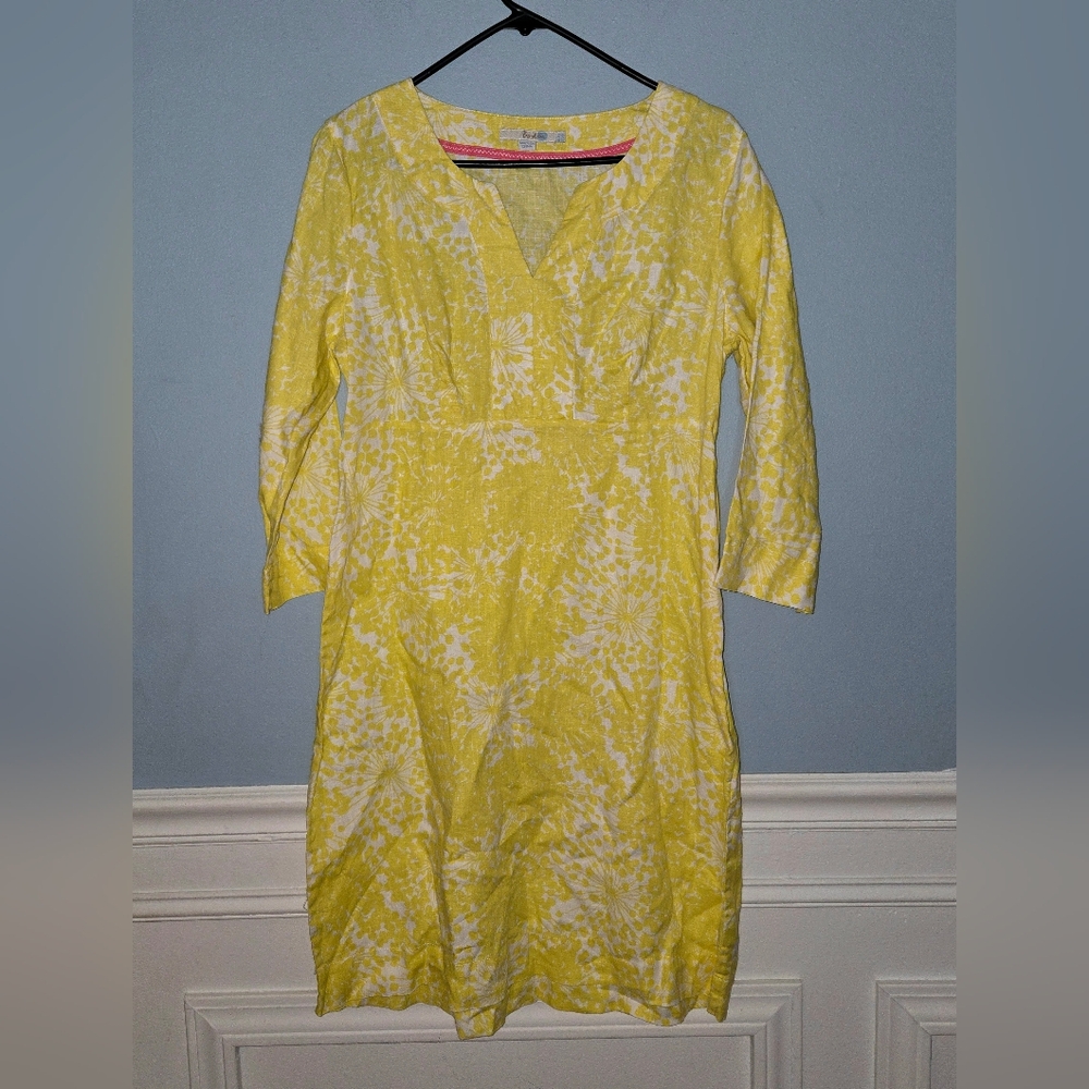 Boden Yellow and White Midi Dress